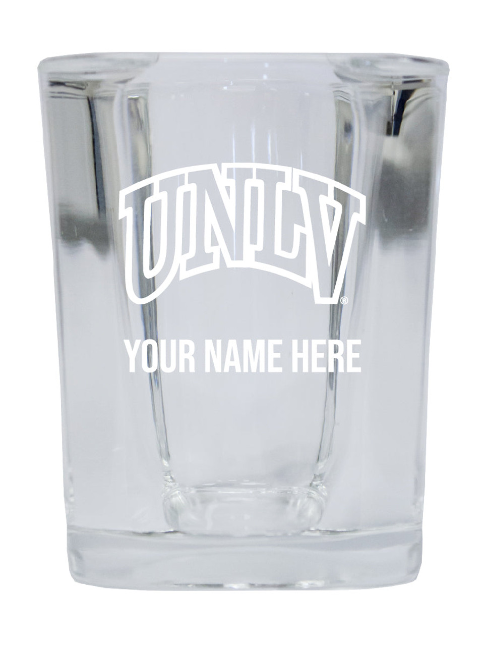 Personalized UNLV Rebels Etched Square Shot Glass 2 oz With Custom Name