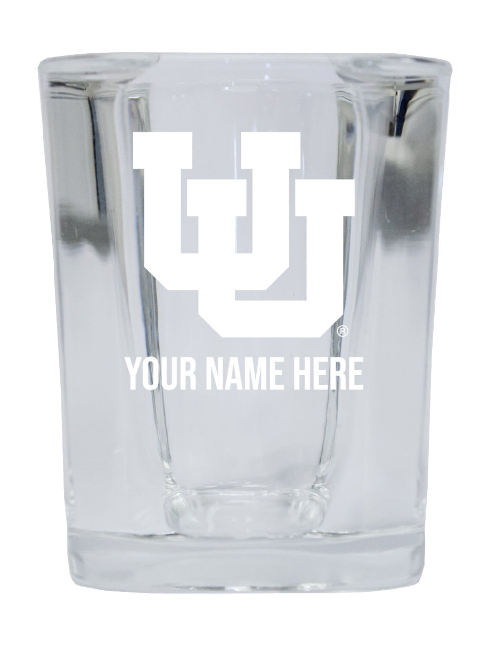 Personalized Customizable Utah Utes Etched Stemless Shot Glass 2 oz With Custom Name