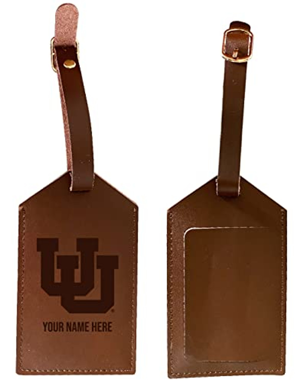 Personalized Customizable Utah Utes Engraved Leather Luggage Tag with Custom Name