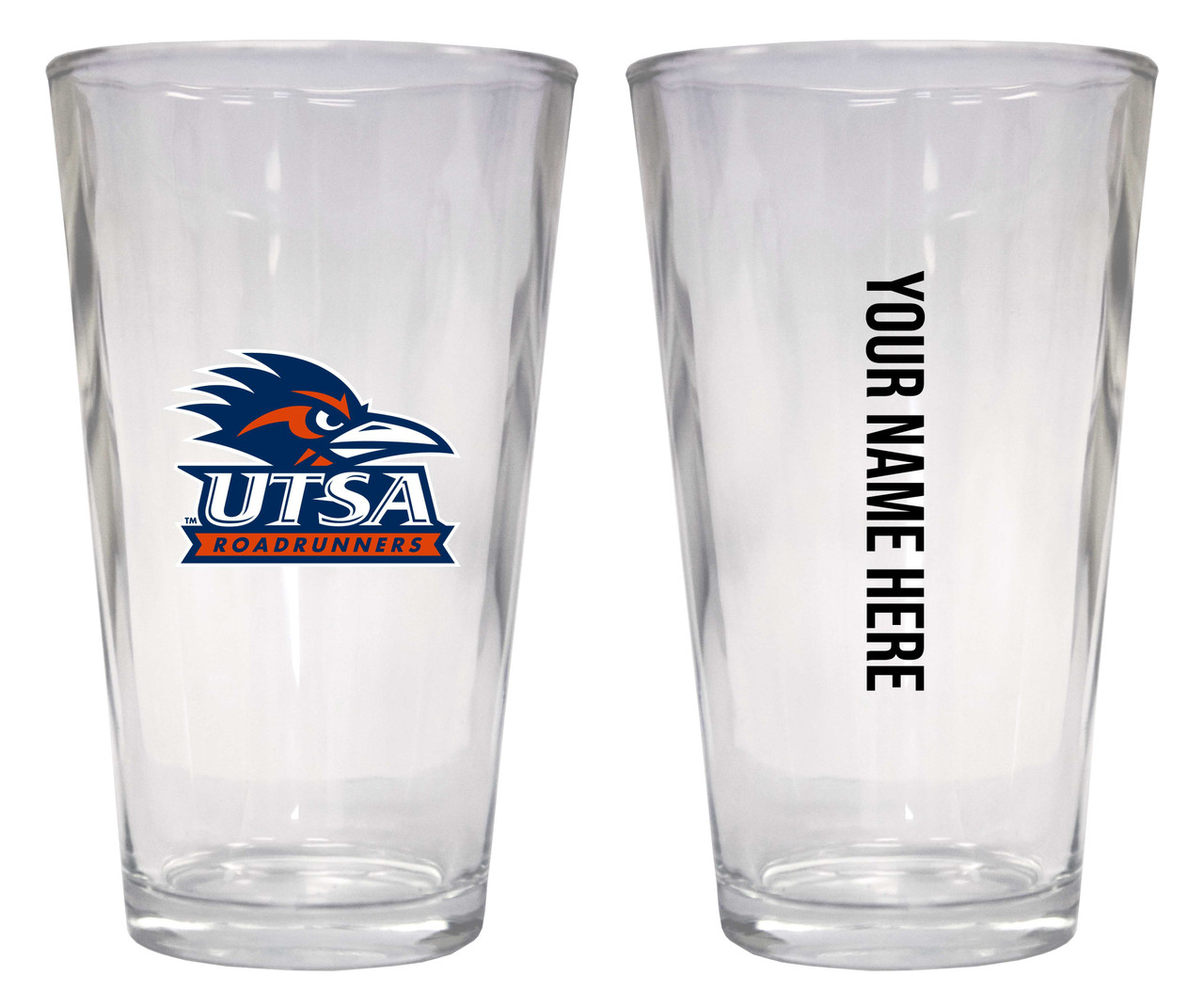 Personalized Customizable UTSA Road Runners Pint Glass Custom Name