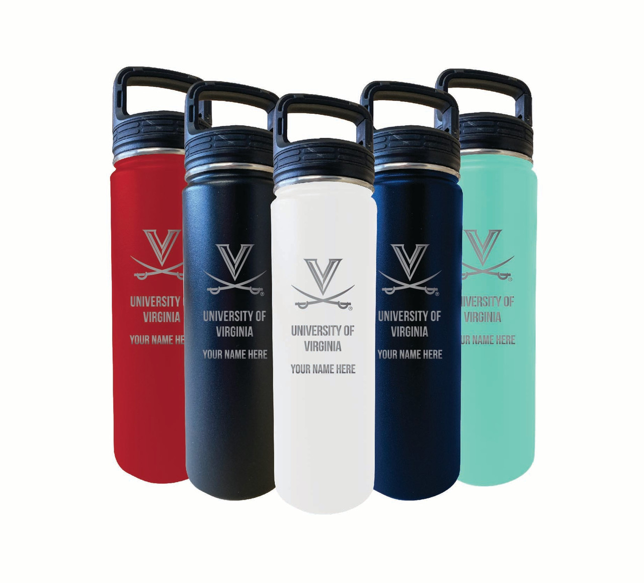 Virginia Cavaliers Custom College Etched 32 oz Stainless Steel Water Bottle Tumbler "Personalized with Name"