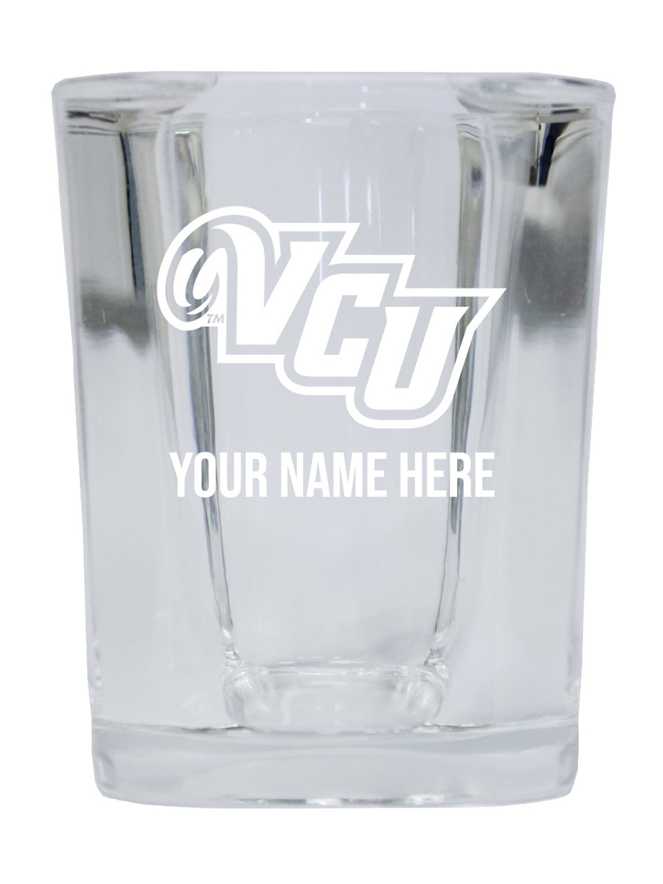 Personalized Virginia Commonwealth Etched Square Shot Glass 2 oz With Custom Name