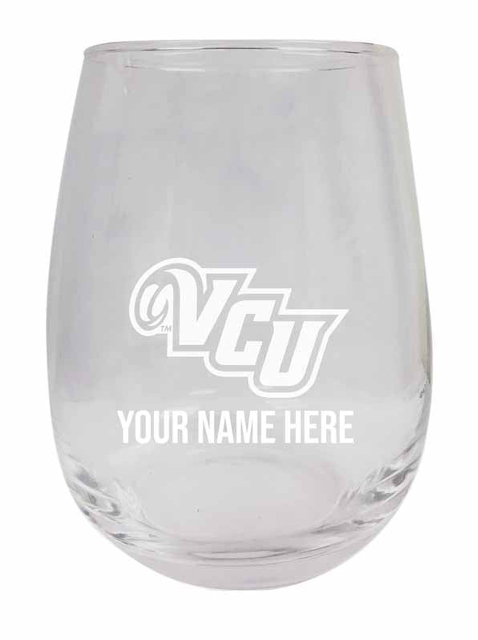 Personalized Customizable Virginia Commonwealth Etched Stemless Wine Glass 9 oz With Custom Name