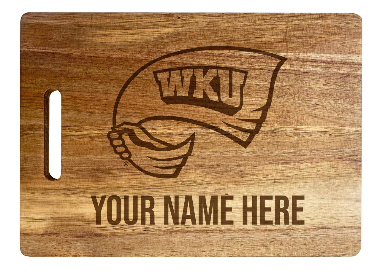 Western Kentucky Hilltoppers Custom Engraved Wooden Cutting Board 10" x 14" Acacia Wood