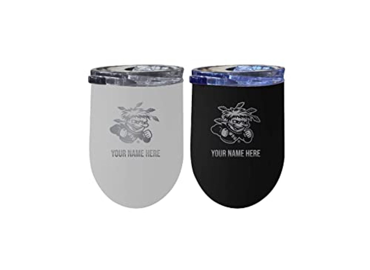 Collegiate Custom Personalized Wichita State Shockers 12 oz Etched Insulated Wine Stainless Steel Tumbler with Engraved Name