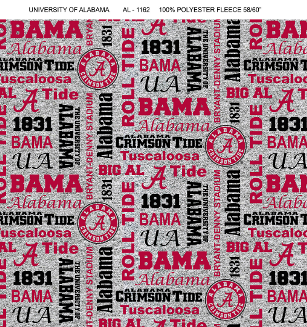 University of Alabama Crimson Tide Heather Verbiage Fleece Remnants