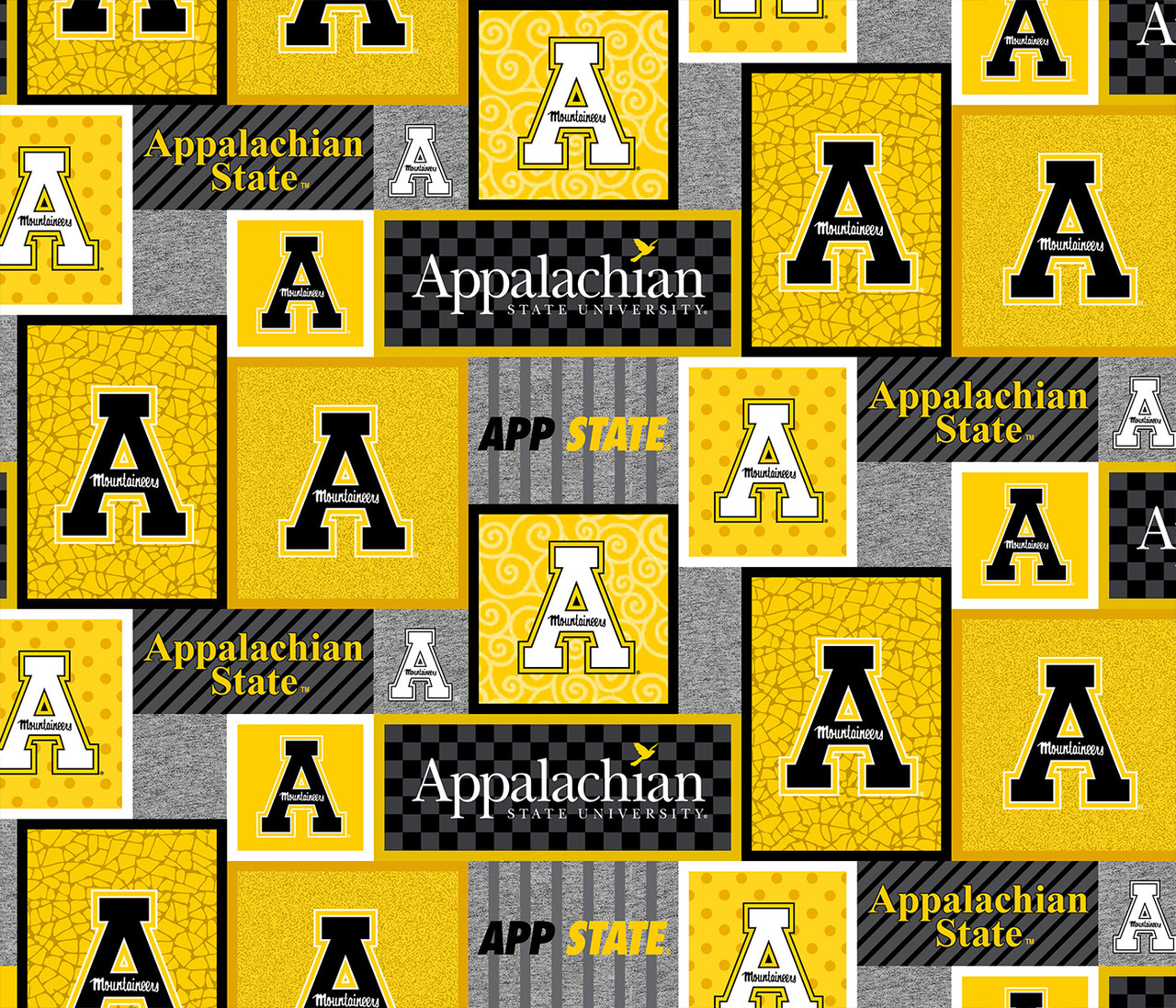 Appalachian State Mountaineers College Patch Fleece Fabric Remnants