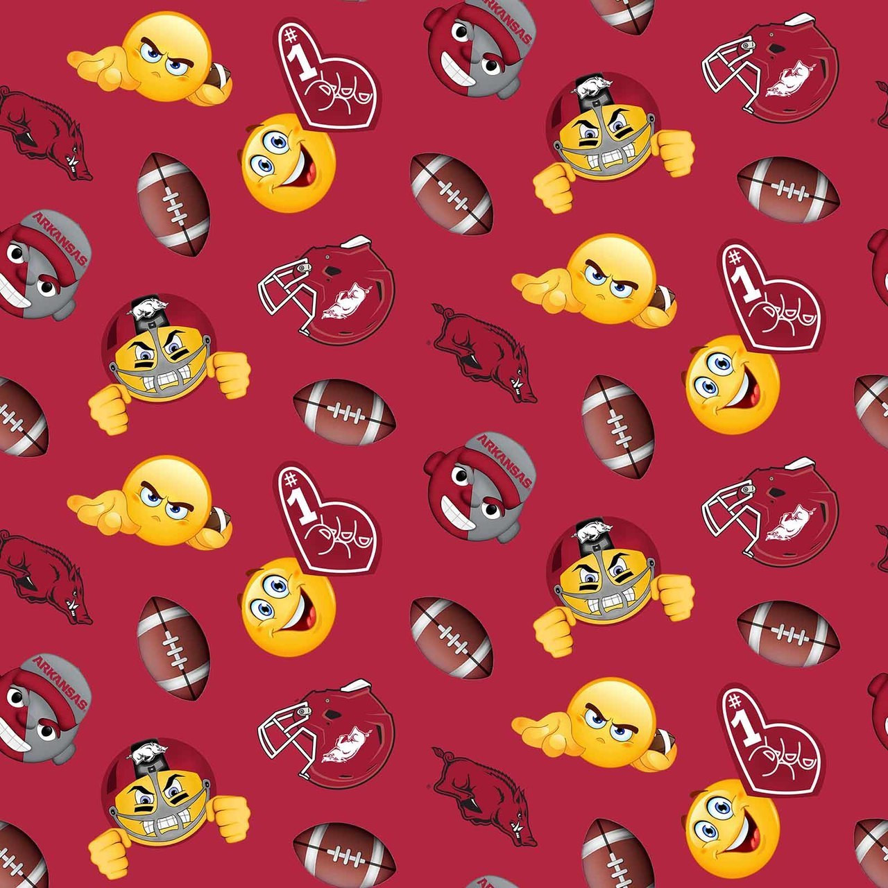 University of Arkansas Razorbacks Emoji Fleece Fabric Remnants