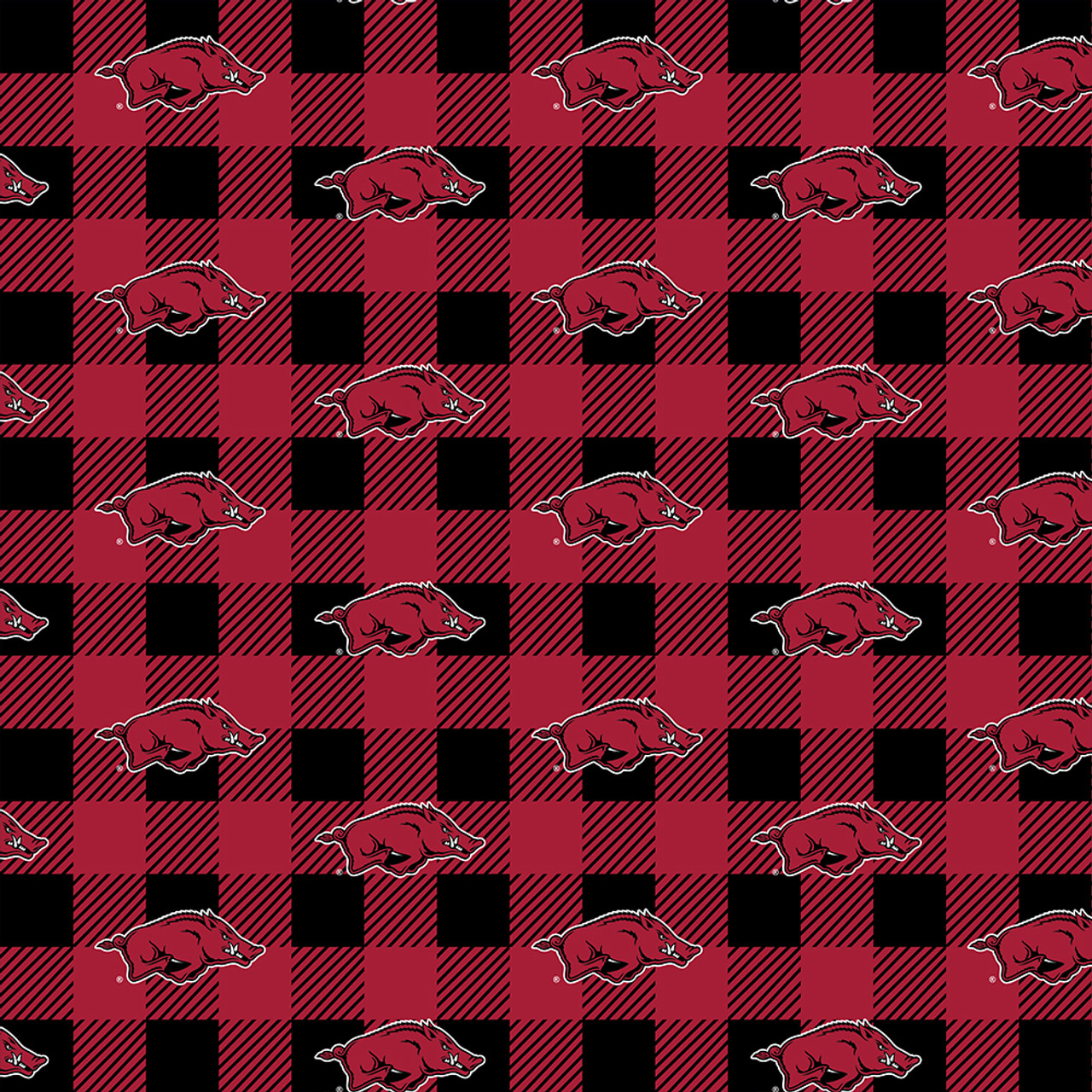 University of Arkansas Razorbacks Buffalo Plaid Fleece Fabric Remnants