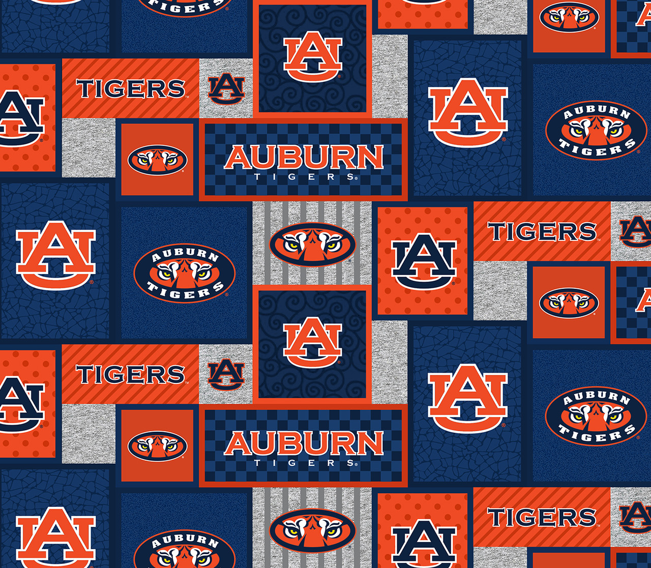 Auburn University Tigers College Patch Fleece Fabric Remnants