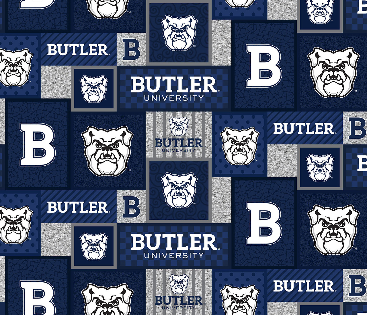 Butler University Bulldogs College Patch Fleece Fabric Remnants
