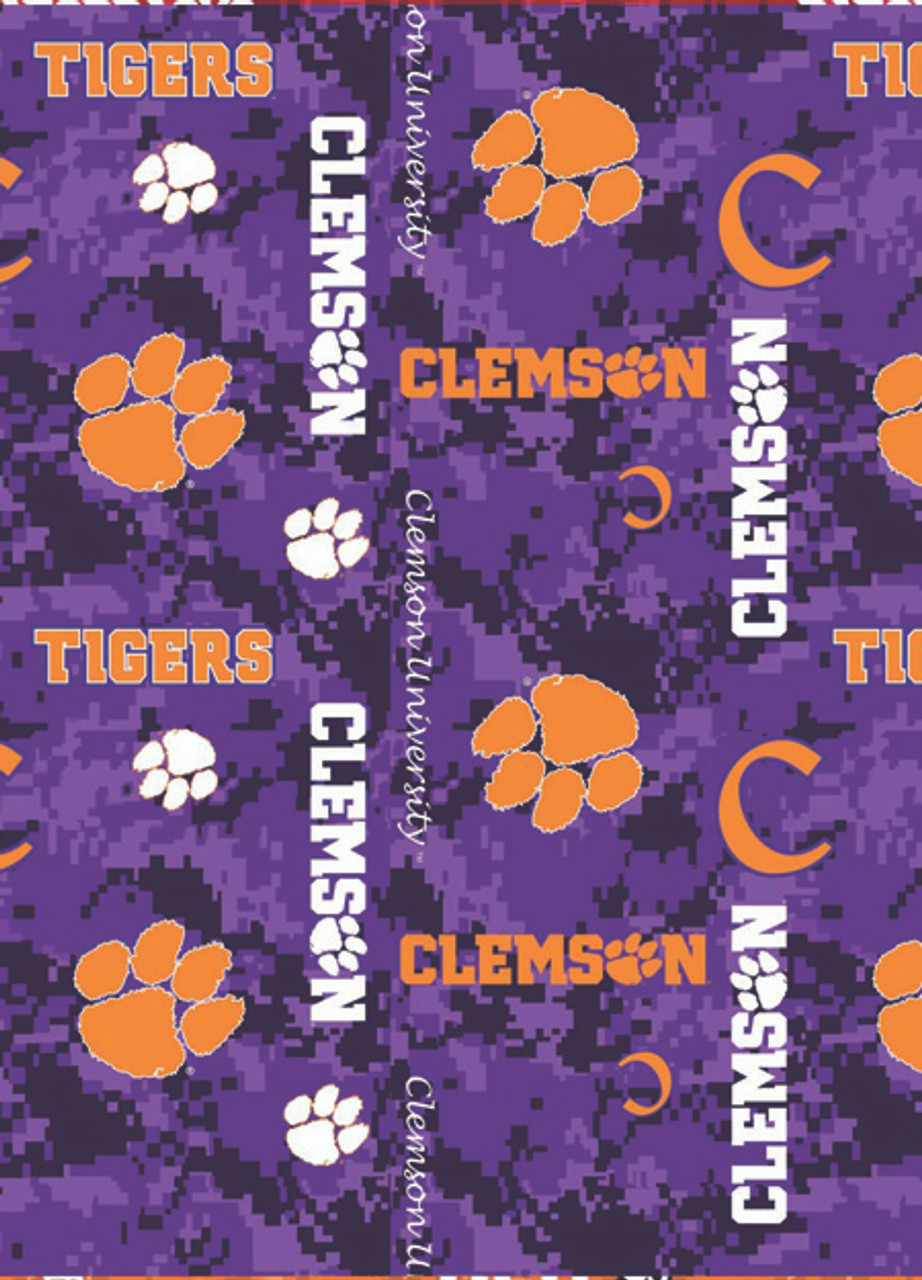 Clemson University Tigers Digi Camo Fleece Fabric Remnants