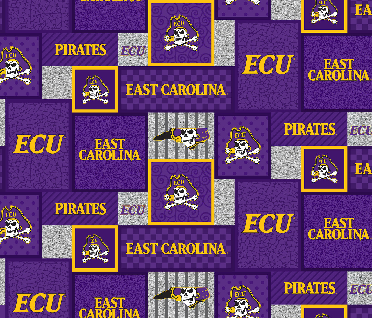 East Carolina University ECU Pirates College Patch Fleece Fabric Remnants