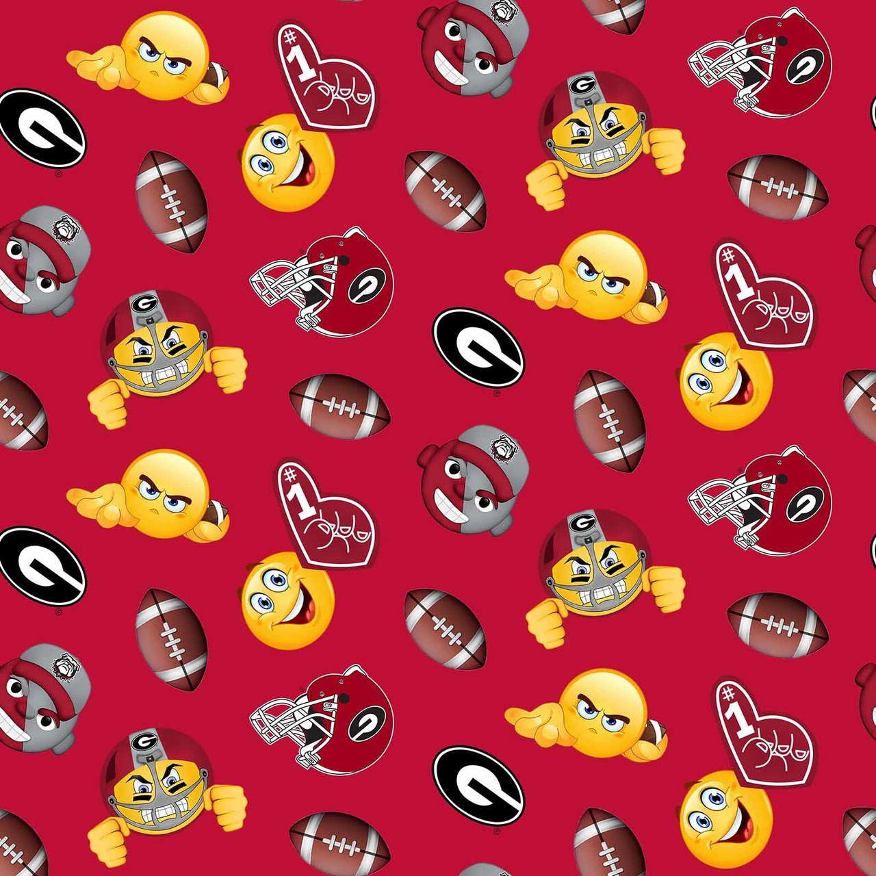 University of Georgia Bulldogs Emoji Fleece Fabric Remnants