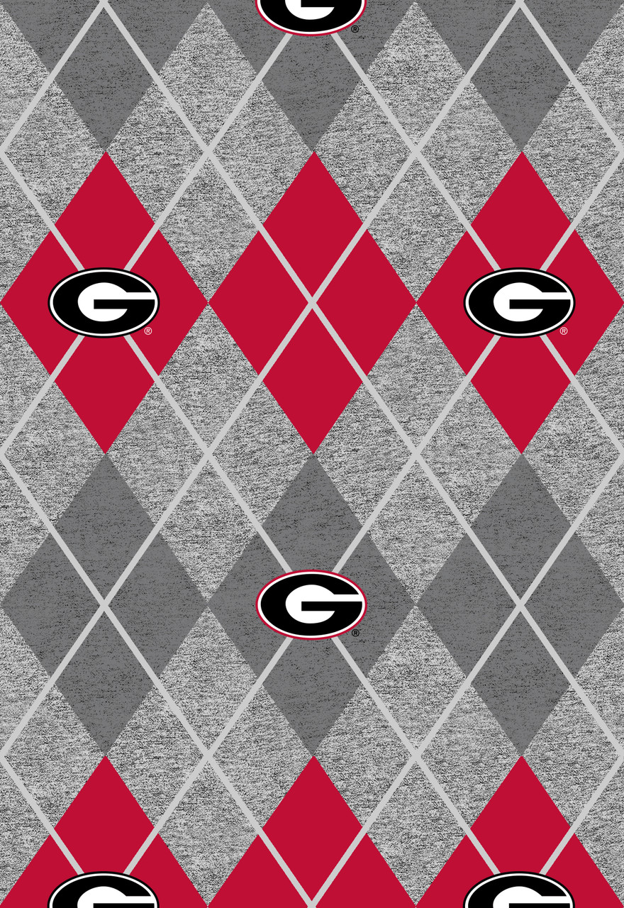 University of Georgia Bulldogs Heather Argyle Fleece Fabric Remnants