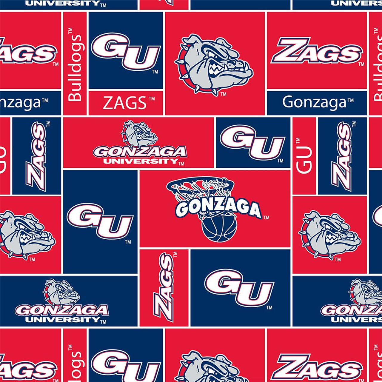 Gonzaga University Bulldogs Geometric Fleece Fabric Remnants