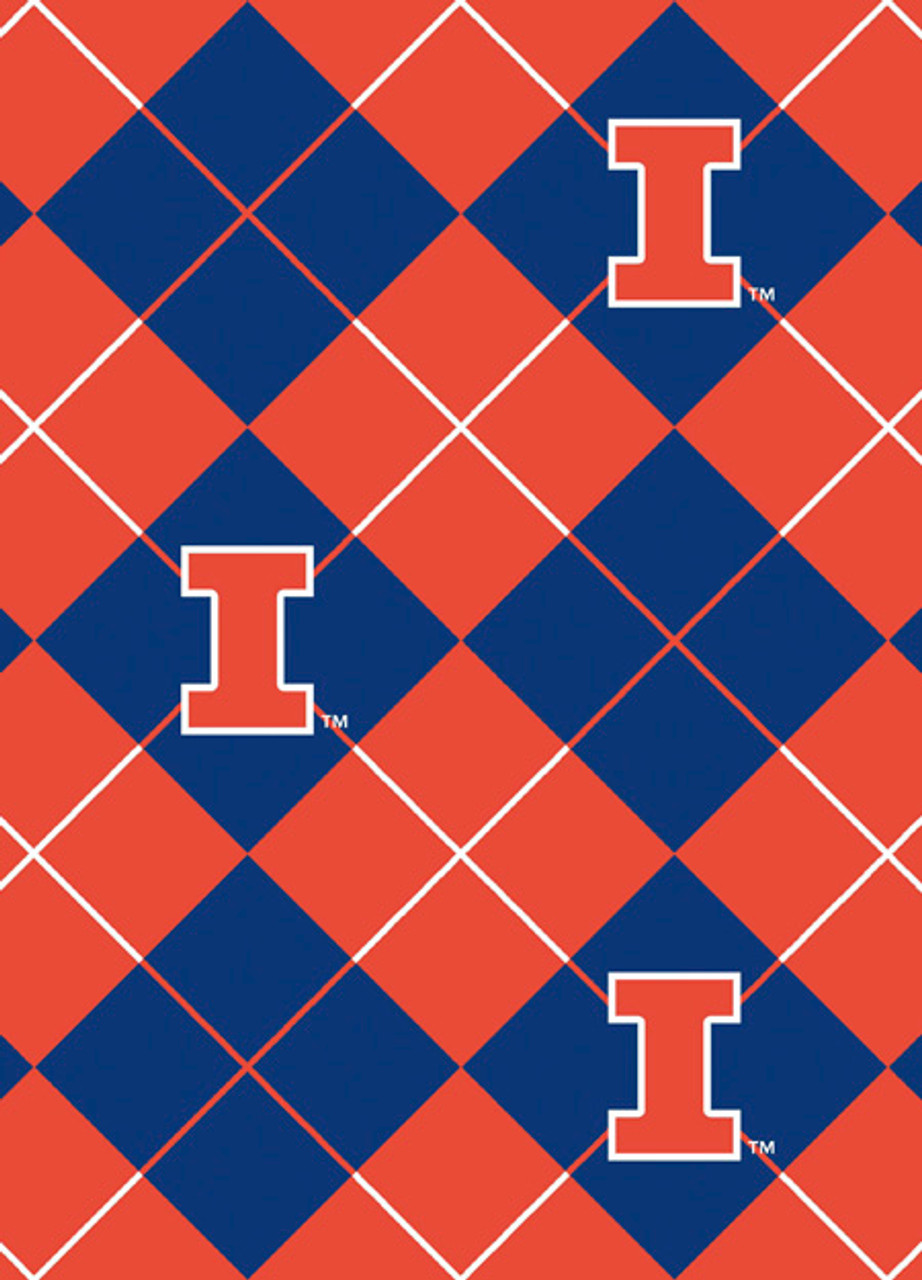 University of Illinois Fighting Illini Argyle Fleece Fabric Remnants