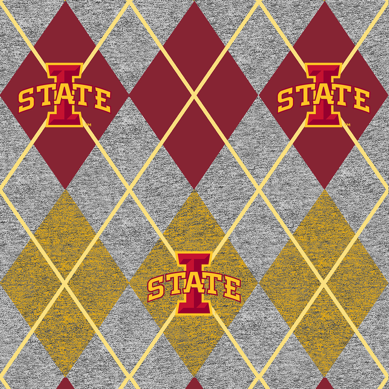 Iowa State University ISU Cyclones Heather Argyle Fleece Fabric Remnants