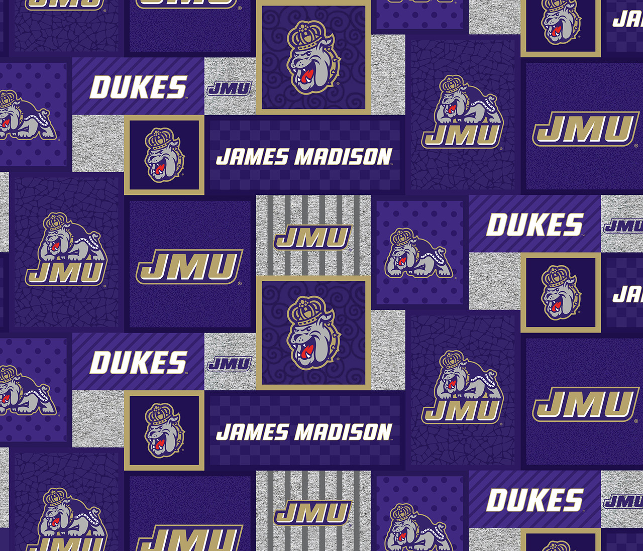 James Madison University JMU Dukes College Patch Fleece Fabric Remnants