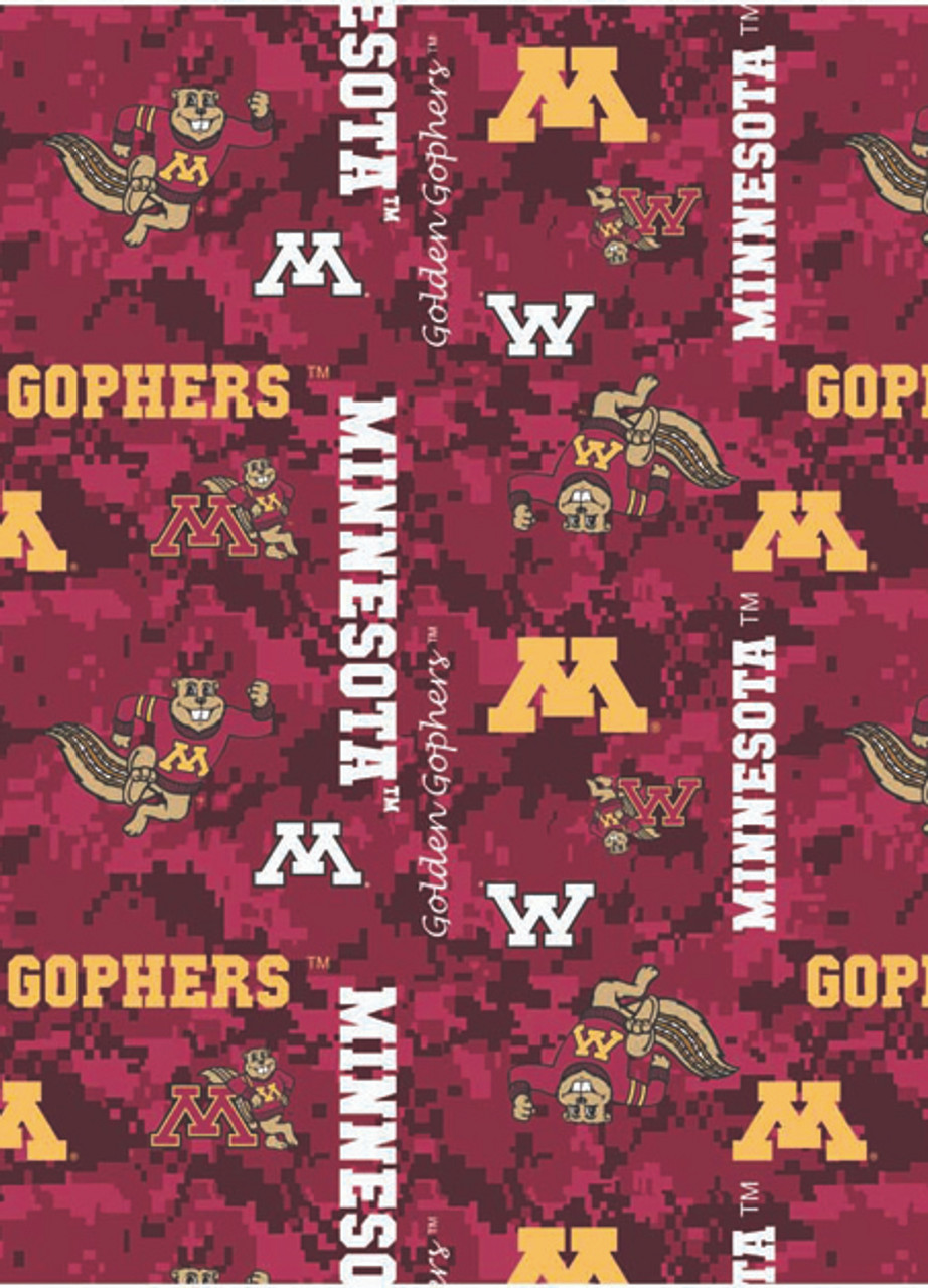 University of Minnesota Golden Gophers Digi Camo Fleece Fabric Remnants