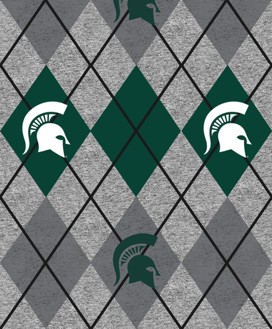 Michigan State University Spartans Heather Argyle Fleece Fabric Remnants