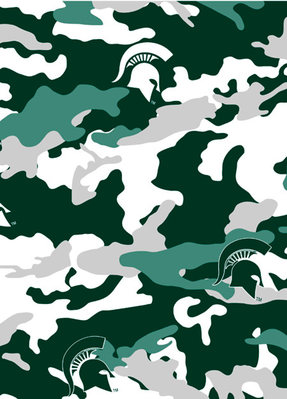 Michigan State University Spartans Camouflage Fleece Fabric Remnants