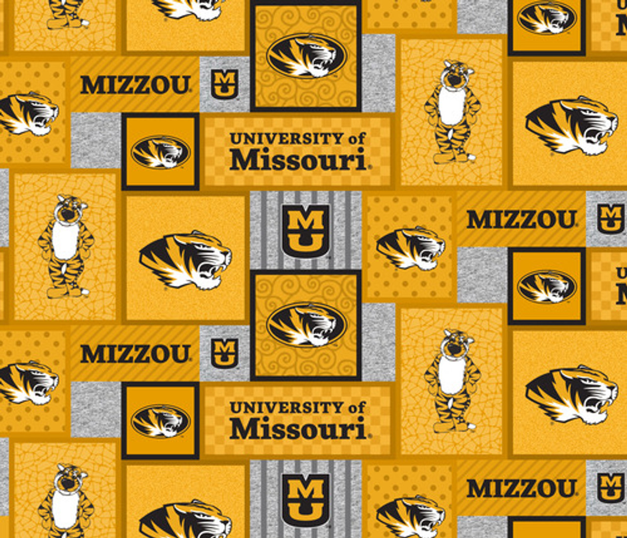 University of Missouri Tigers College Patch Fleece Fabric Remnants
