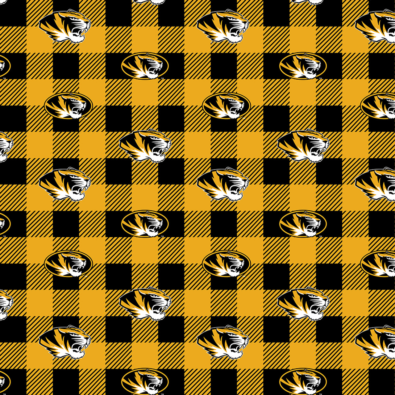 University of Missouri Tigers Buffalo Plaid Fleece Fabric Remnants