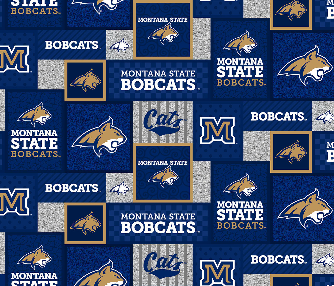 Montana State University Bobcats College Patch Fleece Fabric Remnants