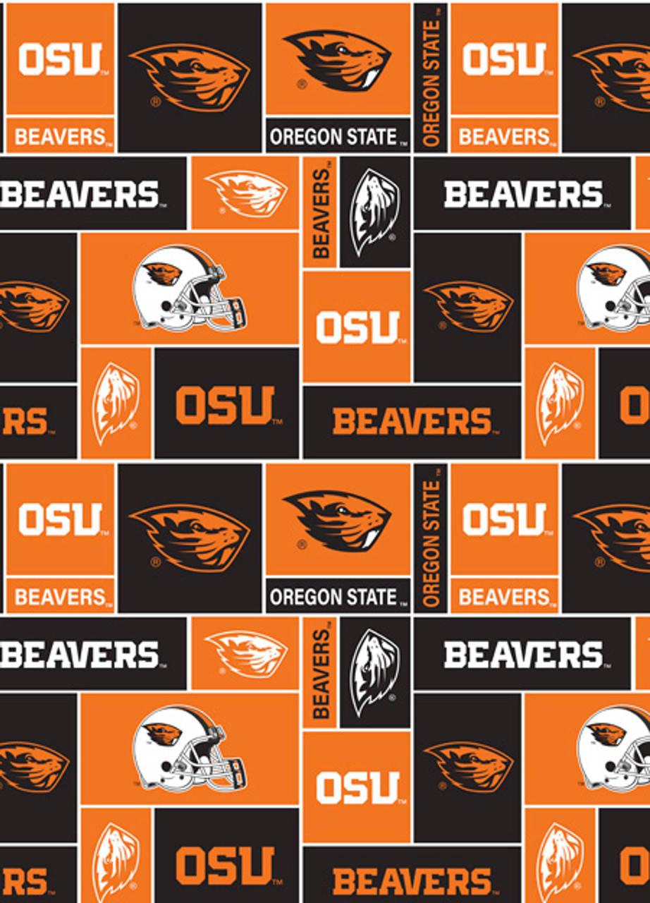 Oregon State University Beavers Geometric Fleece Fabric Remnants