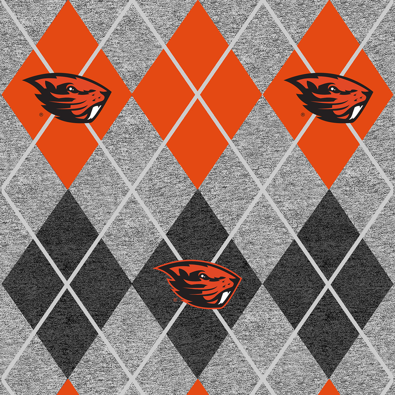 Oregon State University Beavers Heather Argyle Fleece Fabric Remnants