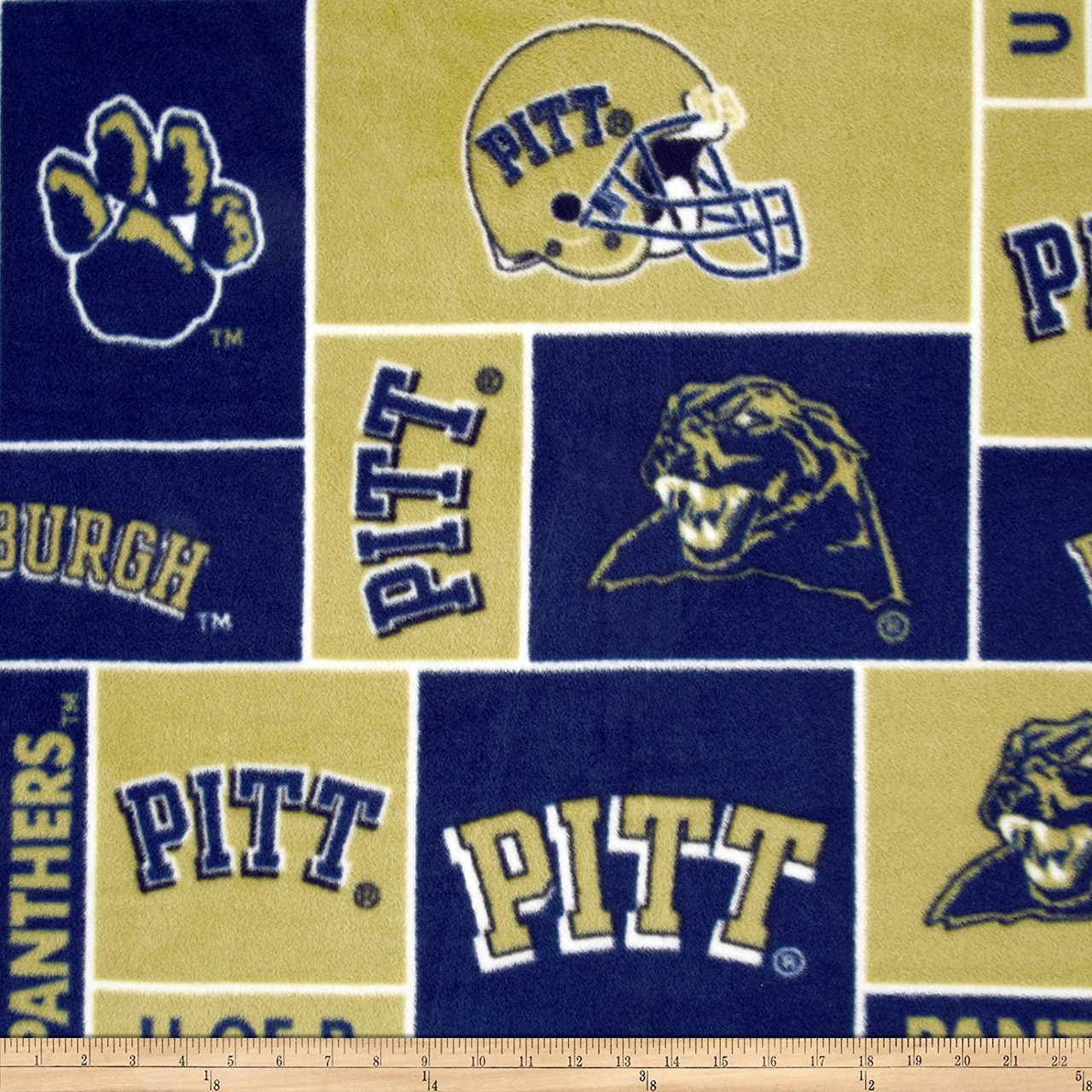 University of Pittsburgh Panthers Geometric Fleece Fabric Remnants