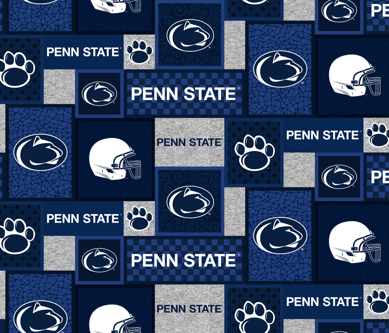 Penn State Nittany Lions College Patch Fleece Fabric Remnants