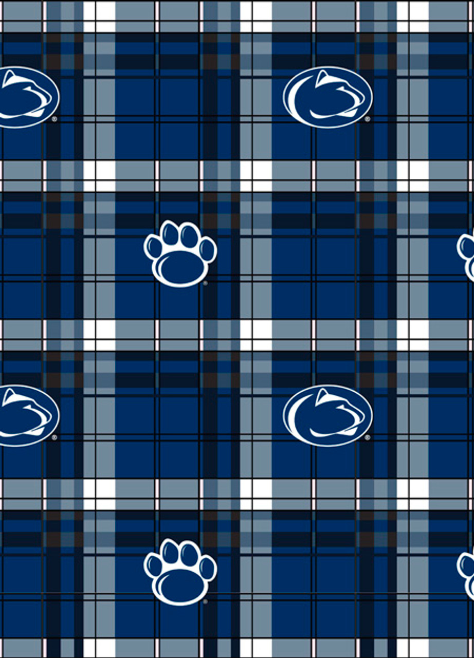 Penn State Nittany Lions Plaid Fleece Fabric Remnants