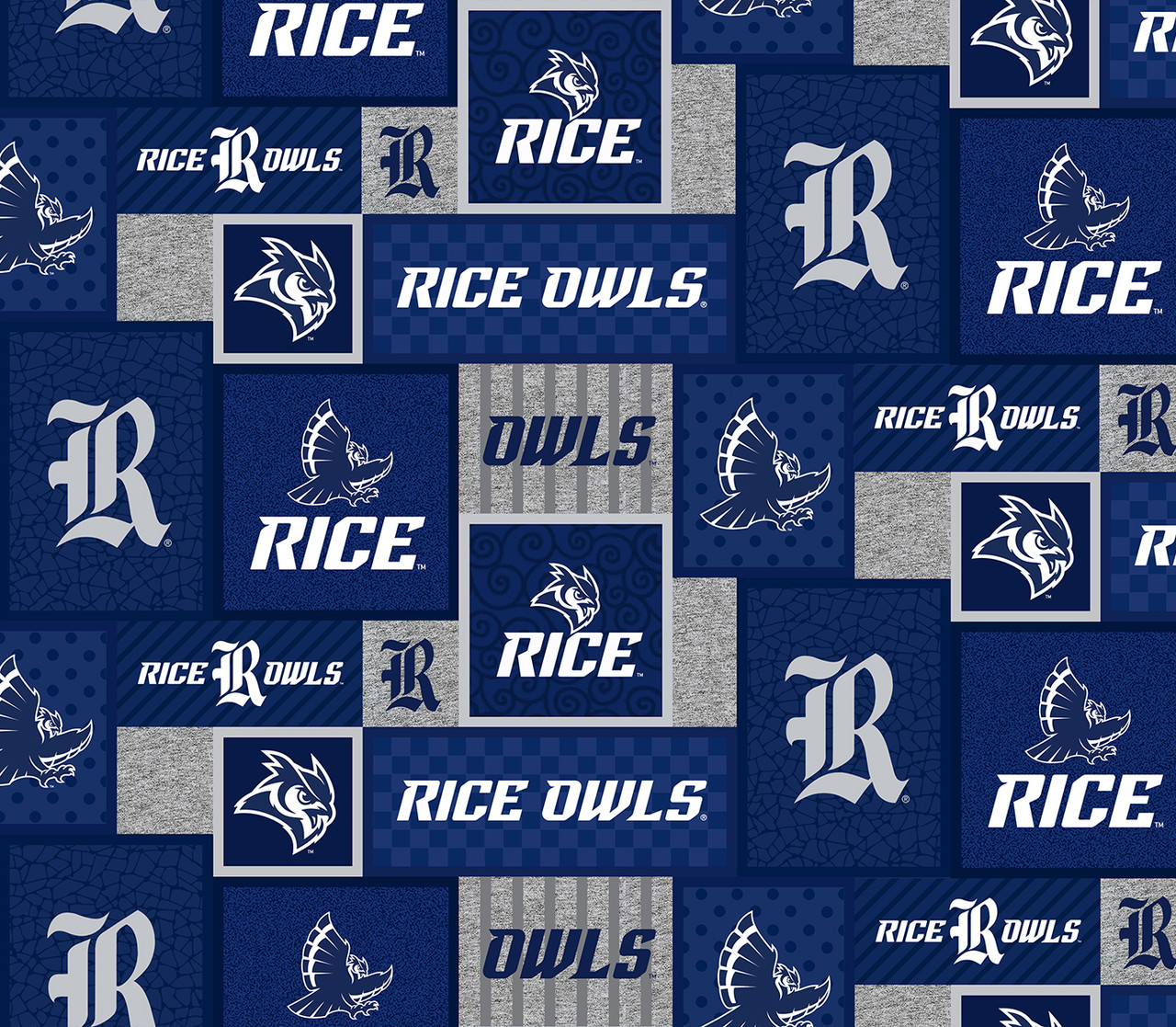 Rice University Owls College Patch Fleece Fabric Remnants