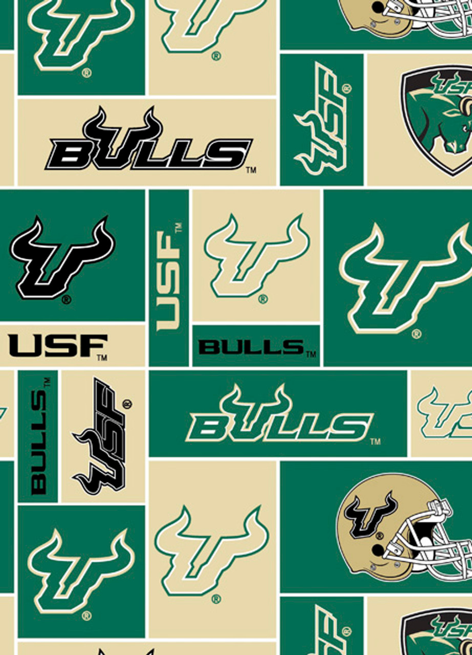 University of South Florida USF Bulls Geometric Fleece Fabric Remnants