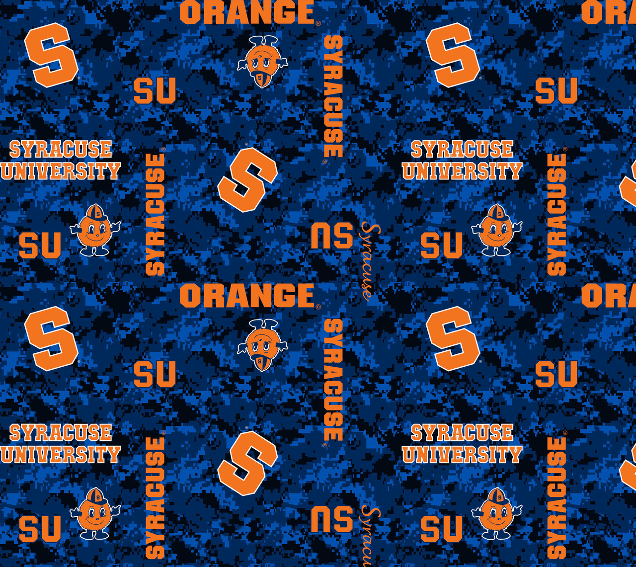 Syracuse University Orange Digi Camo Fleece Fabric Remnants