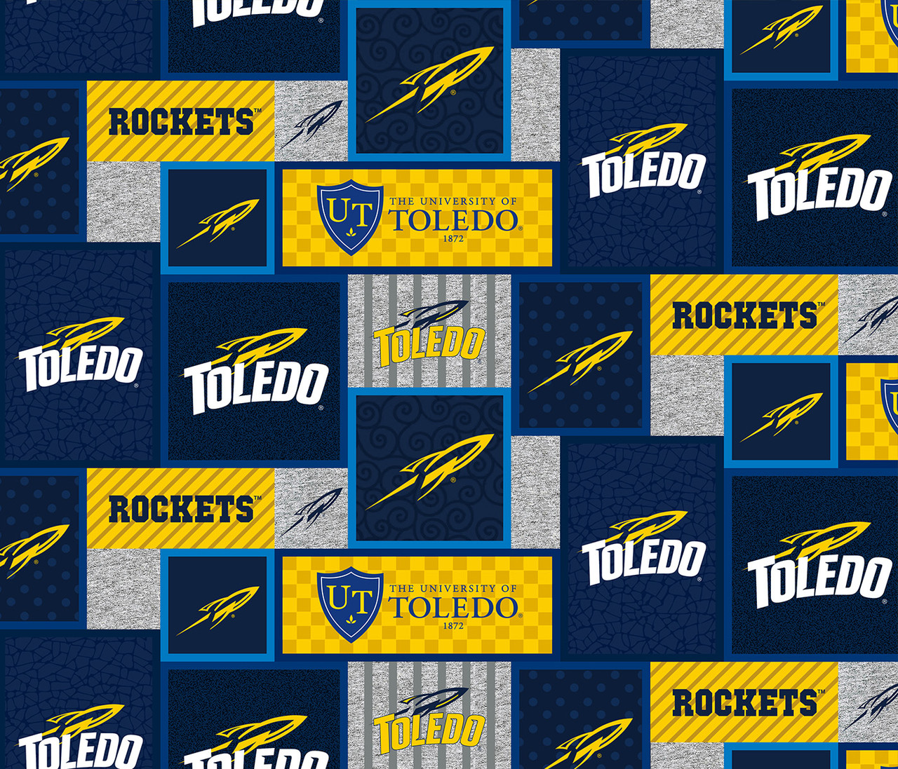 University of Toledo Rockets College Patch Fleece Fabric Remnants