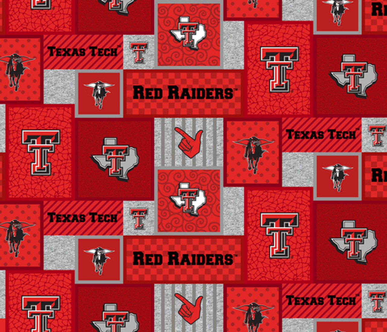 Texas Tech University Red Raiders College Patch Fleece Fabric Remnants