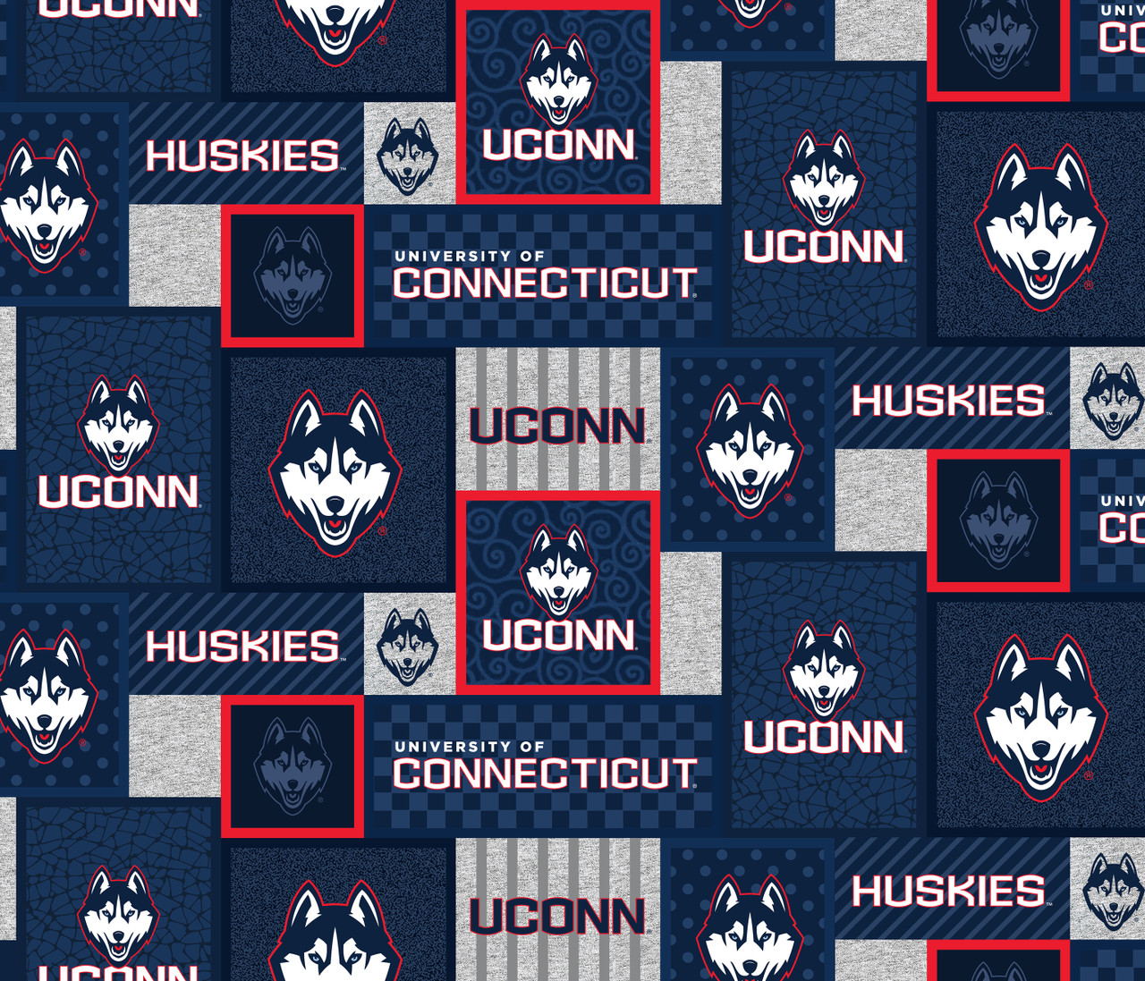 University of Connecticut Huskies College Patch Fleece Fabric Remnants