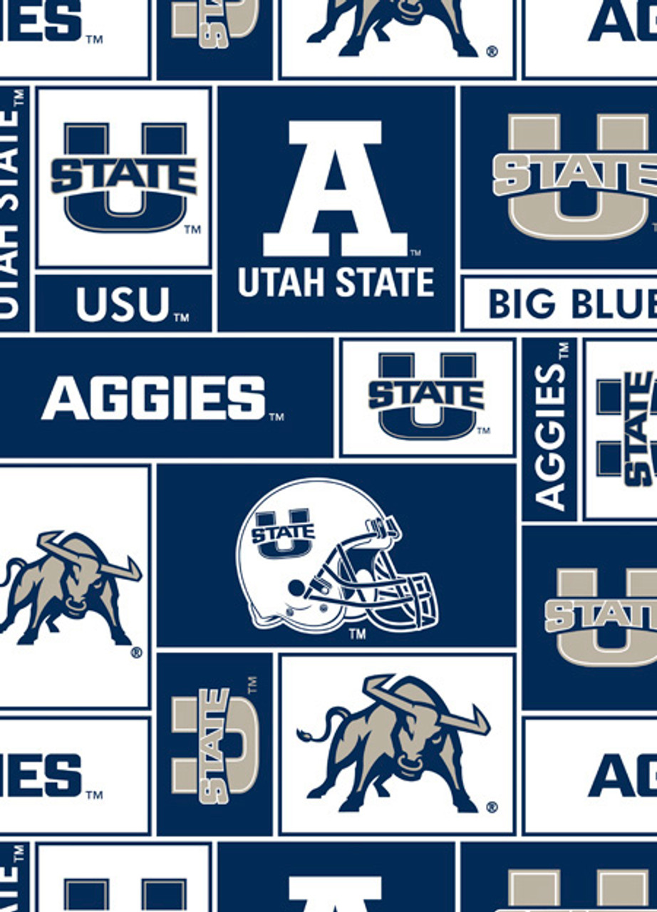 Utah State University Aggies Geometric Fleece Fabric Remnants