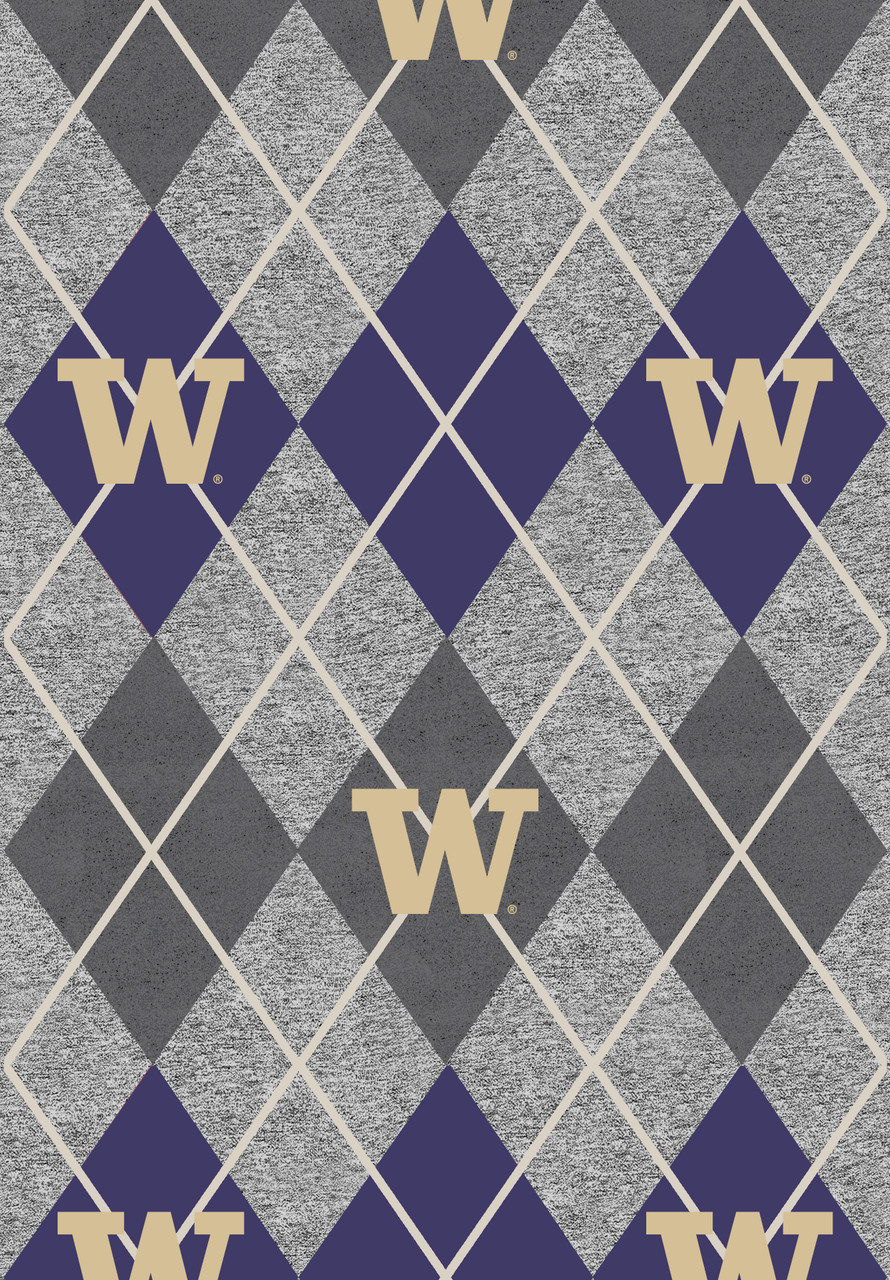 University of Washington Huskies Heather Argyle Fleece Fabric Remnants