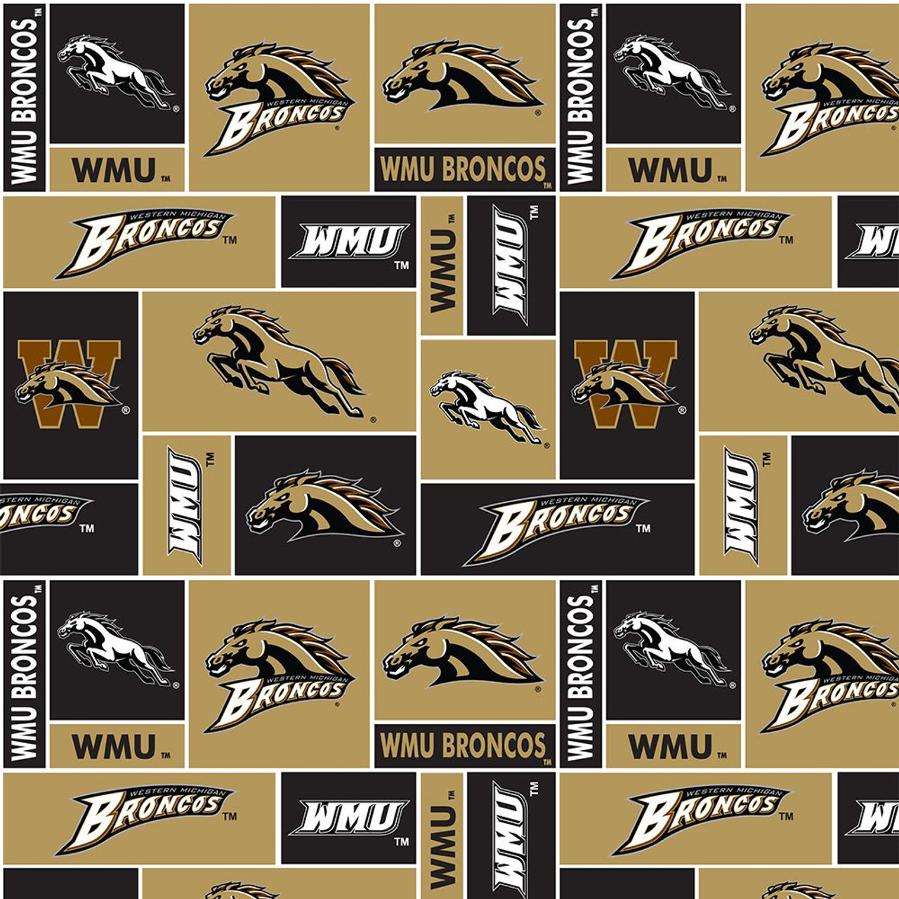 Western Michigan University WMU Broncos Geometric Fleece Fabric Remnants