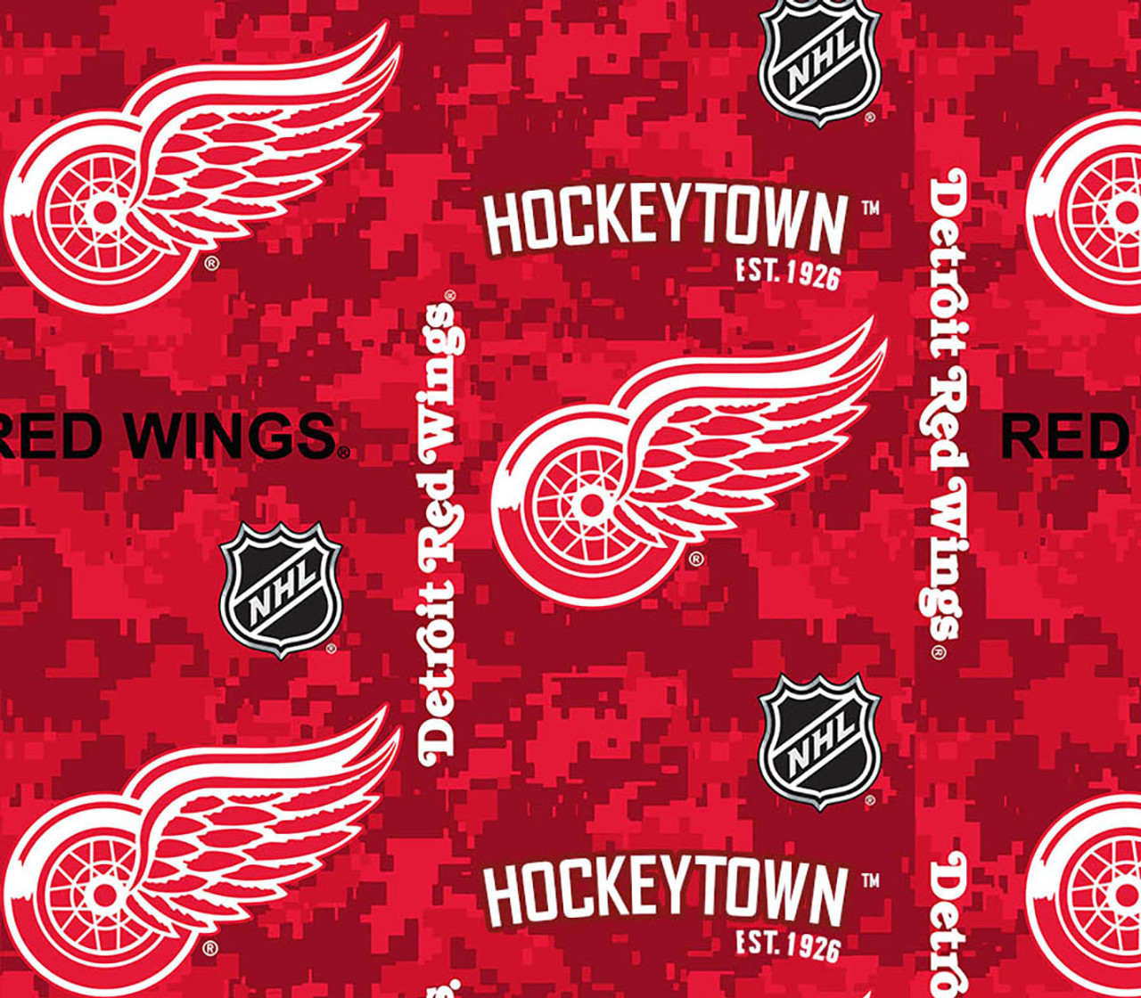 Detroit Red Wings Digi Camo NHL Fleece Fabric Remnants
