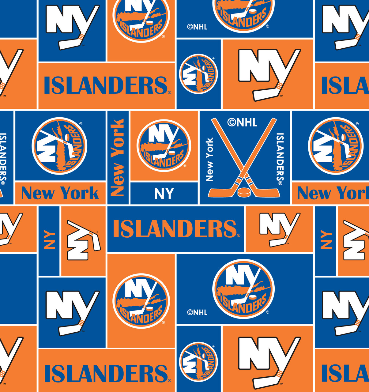New York Islanders Geometric NHL Fleece Fabric Remnants