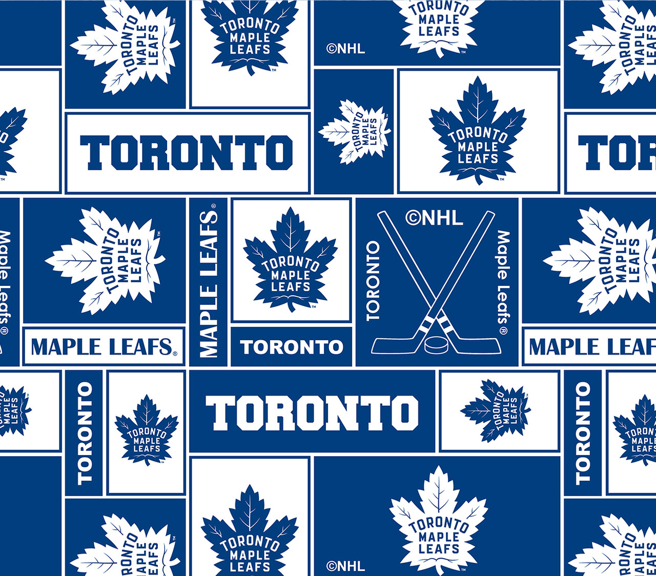 Toronto Maple Leafs Geometric NHL Fleece Fabric Remnants