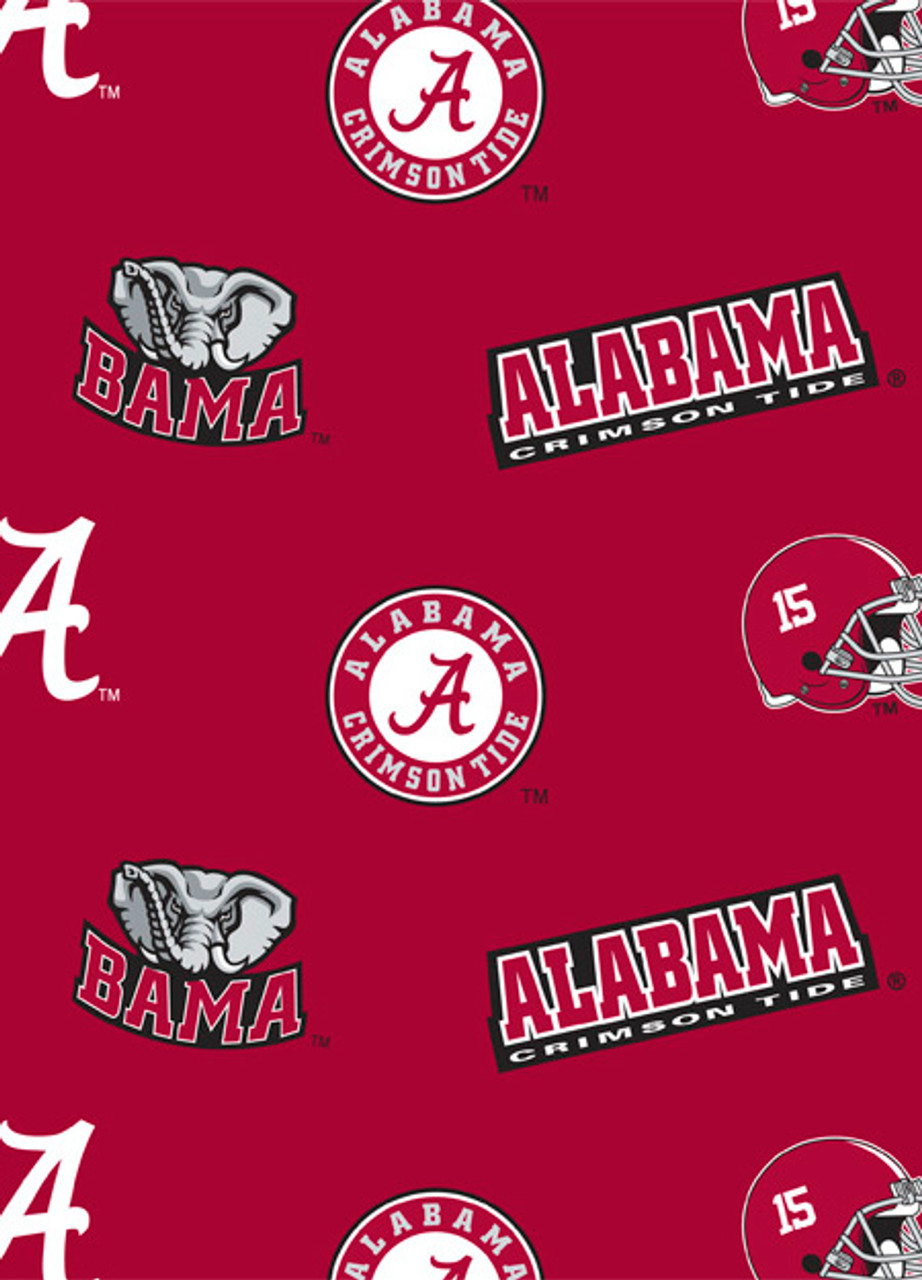 University of Alabama Crimson Tide Classic All Over Fleece Fabric Remnants