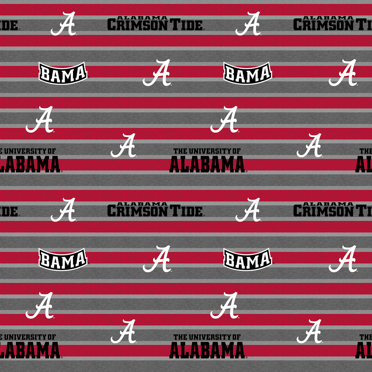 University of Alabama Crimson Tide Polo Stripe Fleece Fabric Remnants