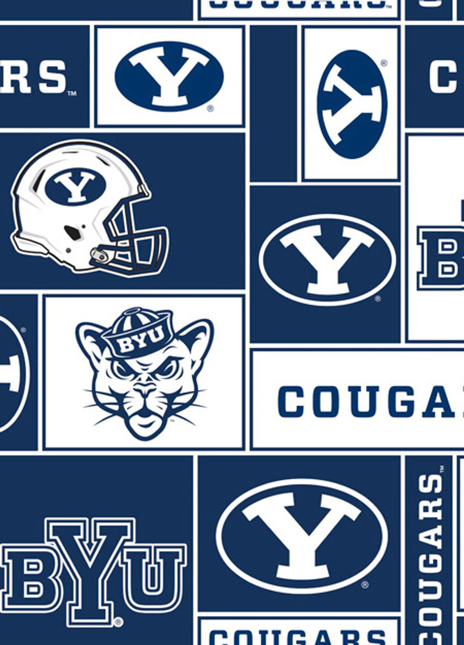 Brigham Young University BYU Cougars Geometric Fleece Fabric Remnants