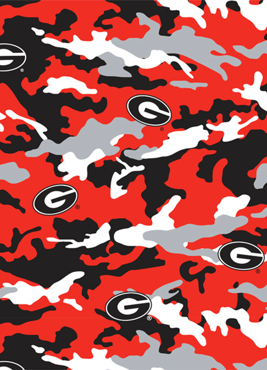 University of Georgia Bulldogs Camouflage Fleece Fabric Remnants